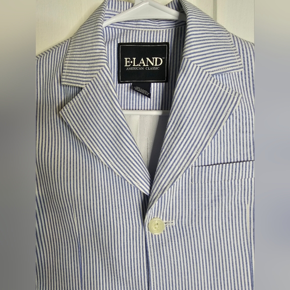 🌟NWOT🌟 E.LAND BLUE AND WHITE STRIPES SUIT - Picture 4 of 6